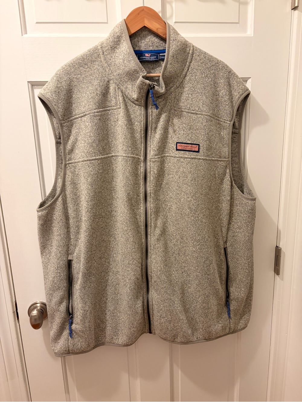 Vineyard Vines Heathered Light Gray Full-Zip Fleece Vest